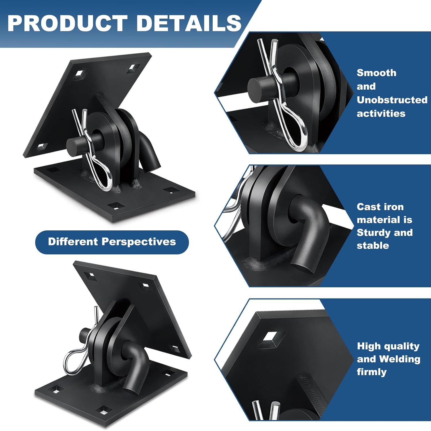 folosem Stationary Dock Connector Hinge Kit,Floating Dock Hardware Connect Ramp to Floating Dock- Galvanized, 3/16"