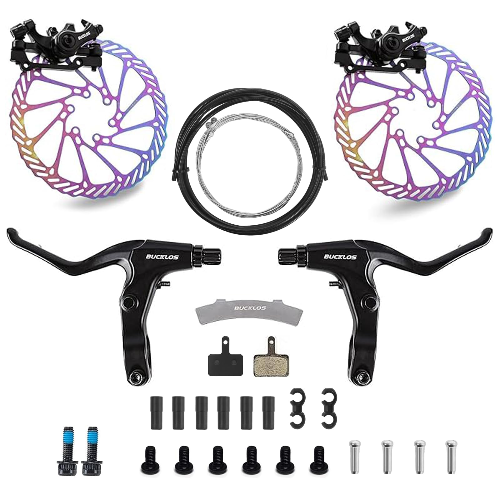 Ensemble de freins à disque pour VTT, freins à disque mécaniques VTT avec levier en aluminium / 160 mm Rotor/is/PM pour vélos électriques/vélos pliants/trottinettes/Fatbikes