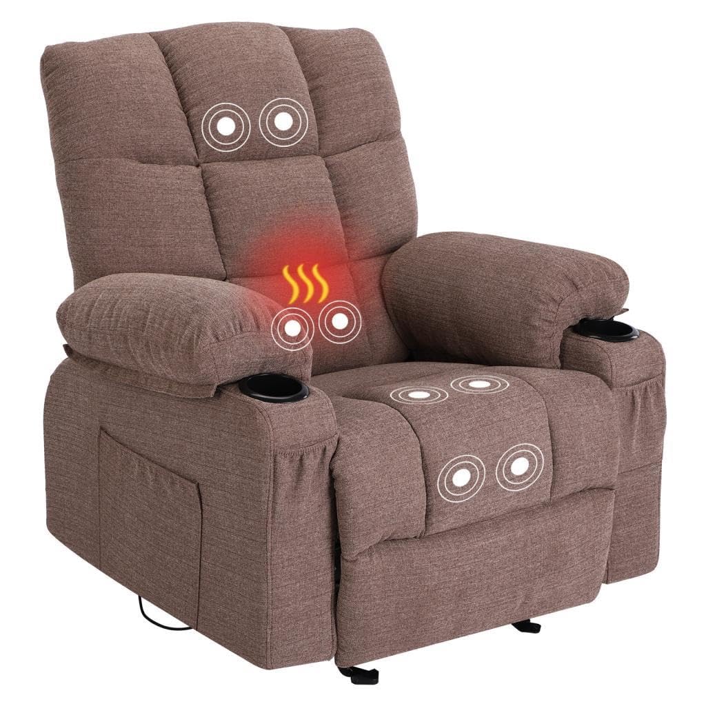 Vanbow.Recliner Chair Massage Heating Sofa with USB and Side Pocket 2 Cup Holders