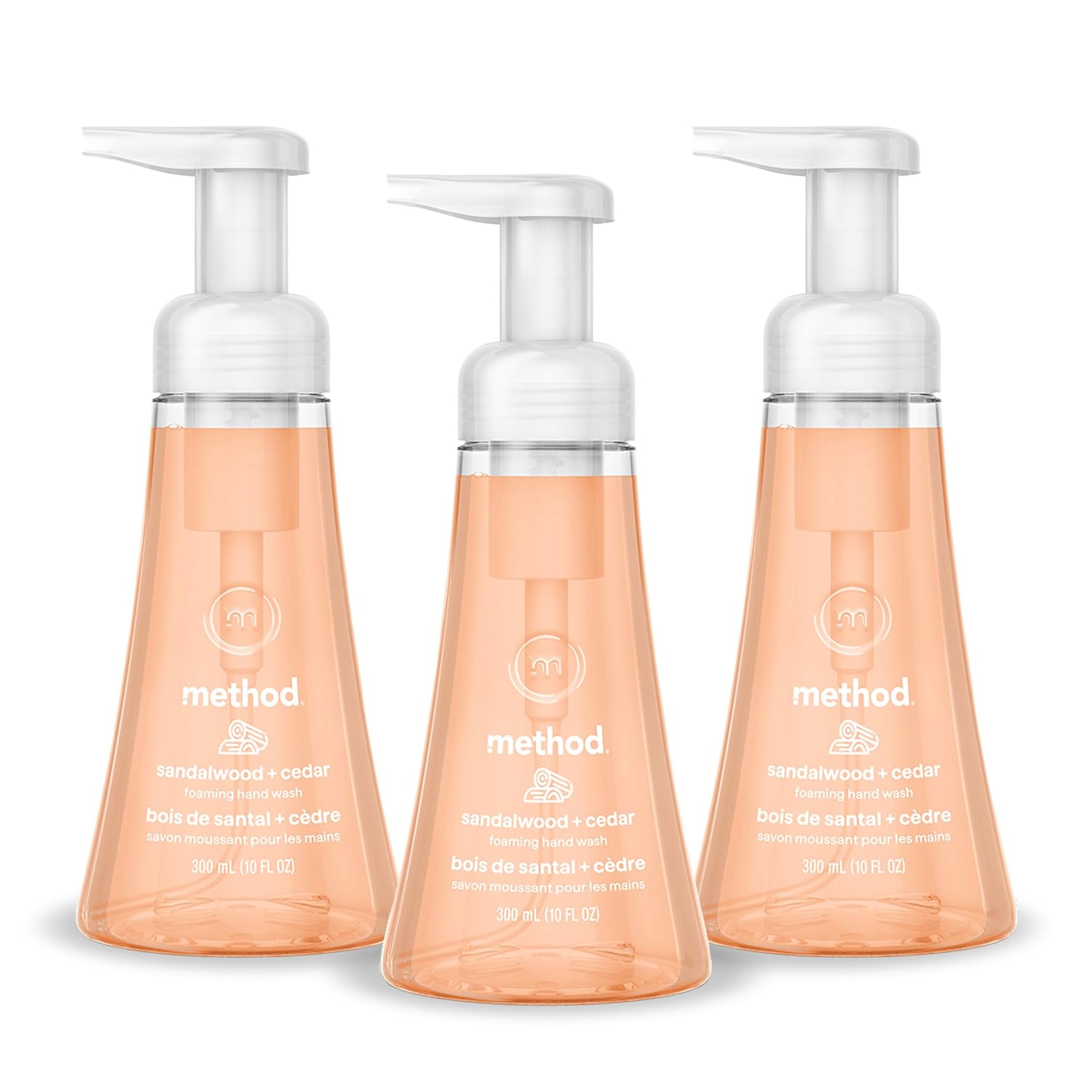 Method Foaming Hand Wash Sandalwood + Cedar Scent, 10 fl oz 3-Pack - Cruelty-Free, Paraben-Free, Recycled Bottles