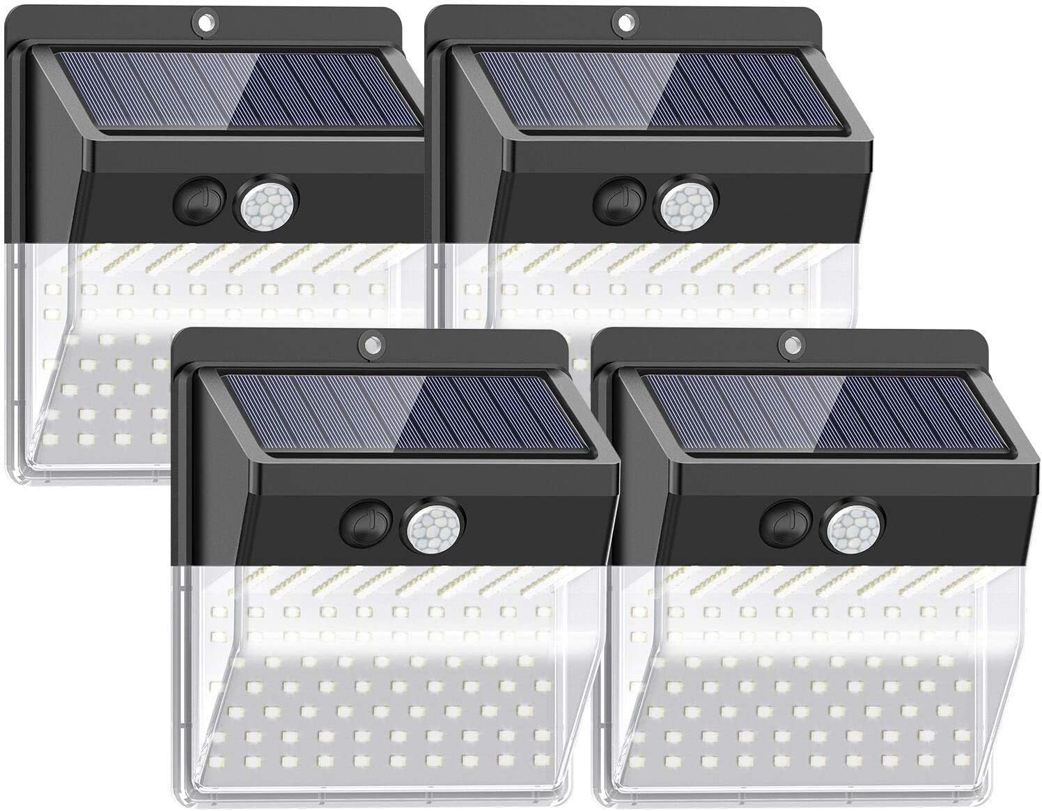 SEZAC 【136 LED New Version】 Solar Lights Outdoor, Solar Security Outdoor Lights 270° Wide Angle Lighting Solar Motion Sensor Lights Wireless Waterproof for Yard, Garage, Deck, Pathway, Porch (4 Pack)