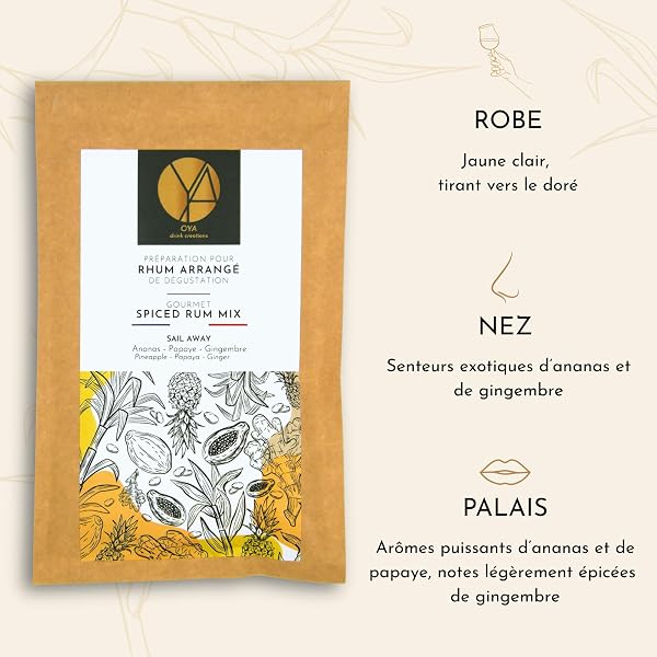 OYA - Préparation pour Rhum Arrangé de Dégustation SAIL AWAY - Ananas Papaye Gingembre (pour 70cl de rhum) - Idée Cadeau Anniversaire Fête des Pères - 2
