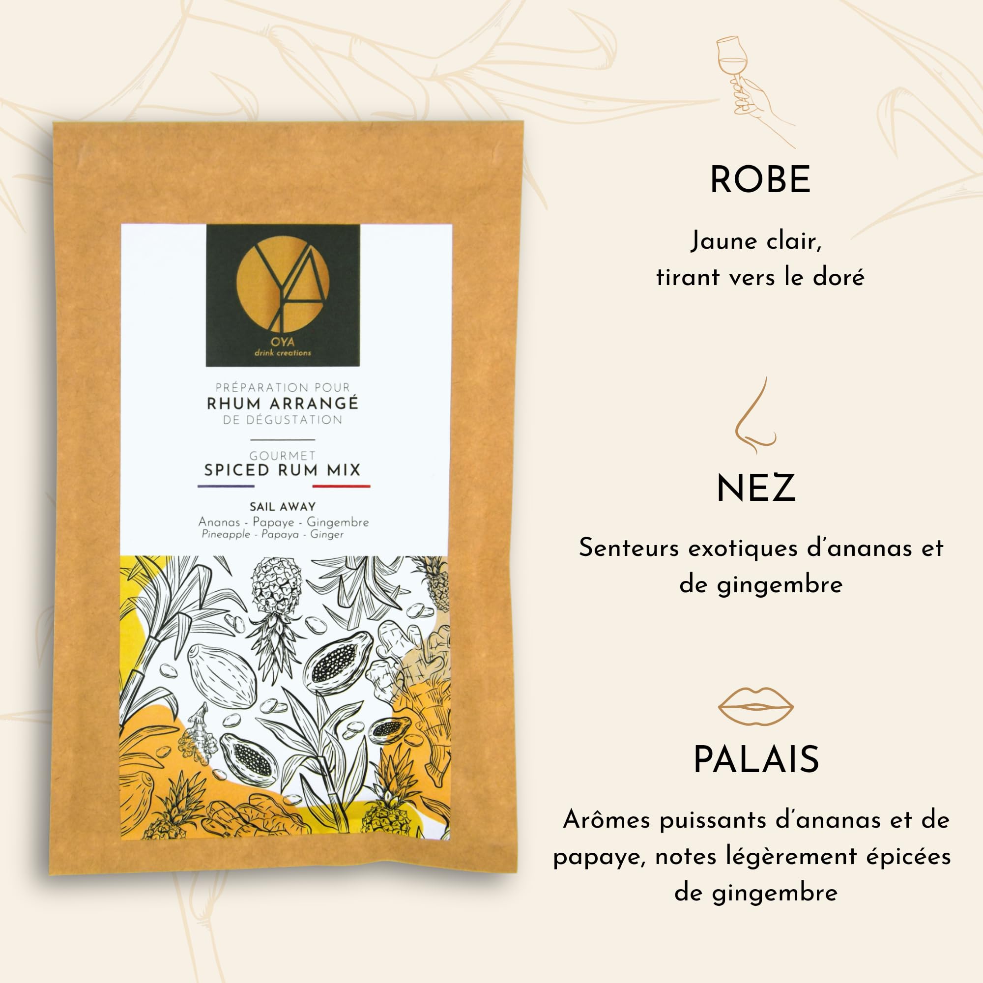 OYA - Coffret Rhum Arrangé de Dégustation de 3 préparations TROPICAL WONDER, SCARLET MOON, SAIL AWAY (pour 3 x 70cl de rhum) Kit Idée Cadeau Anniversaire Fête des Pères