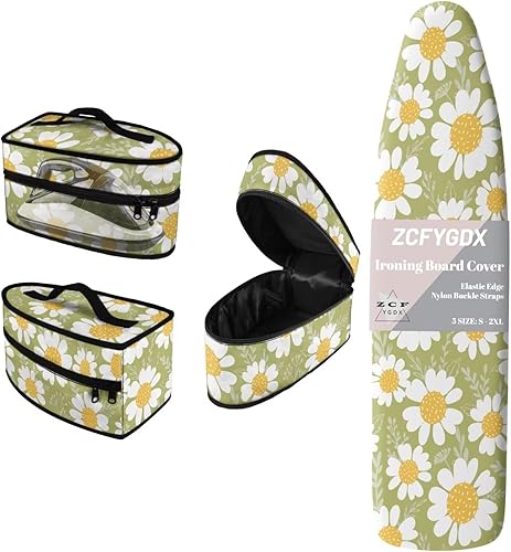 Miniatura 17 de Juego de funda para tabla de planchar con funda organizadora de hierro, 17 x 49 pulgadas, resistente al calor, 3 correas de sujeción ajustables,