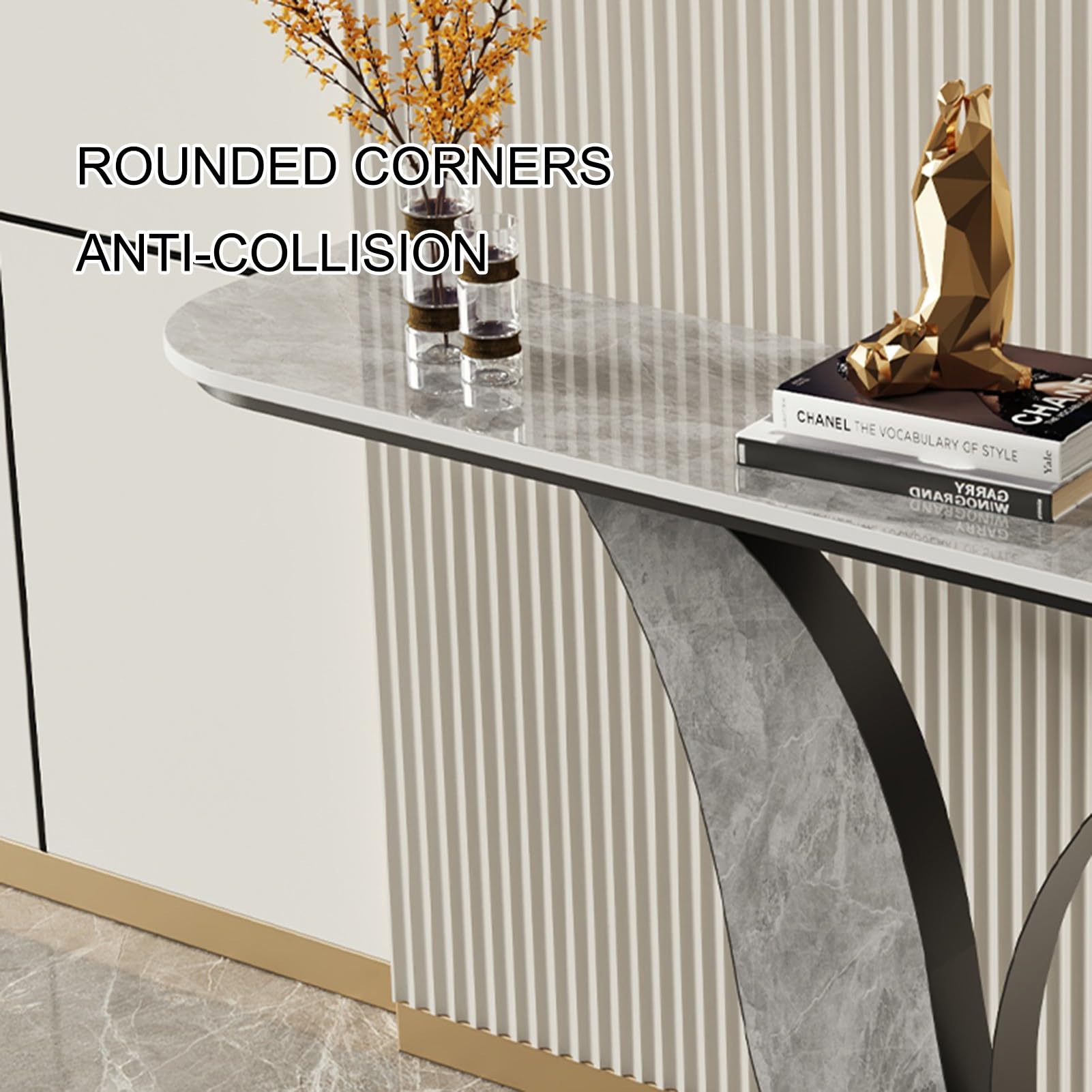 Mesa consola para recibidor, mesa estrecha para recibidor, mesa consola estrecha con estructura metálica, mesa auxiliar para sofá de estructura robusta y fiable, para espacios pequeños, pasillo, ves