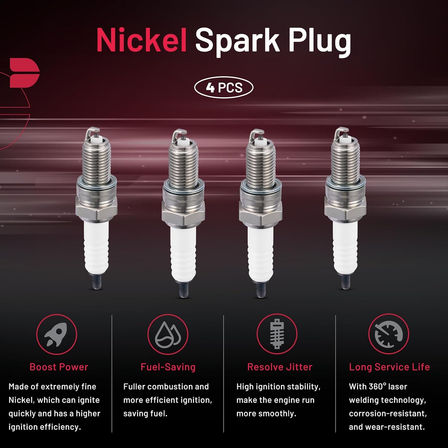 BDFHYK 5531 Spark Plugs Compatible with Honda Compatible with Kawasaki for Suzuki for Triumph Universal Motorcycle Spark Plugs Replacement for DPR6EA-9 Set of 4