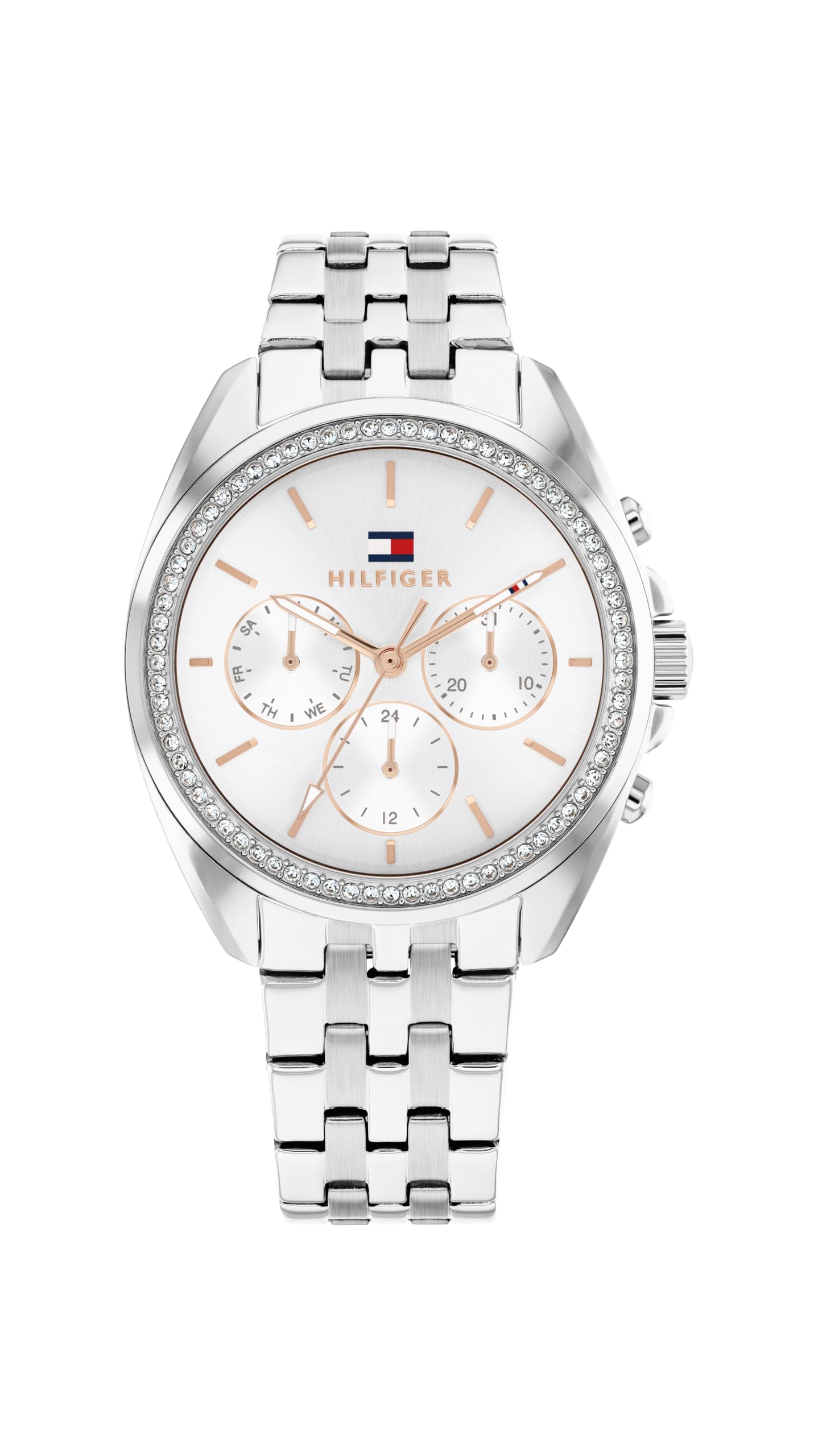 Tommy Hilfiger 36mm Women's Silver Sunray Dial Stainless Steel Bracelet Watch