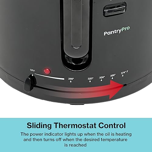 Miniatura 4 de Freidora Eléctrica Profunda de Toque Frío Negro de 2.5 L  2.6 Qt 1200 W - Cesta con Gancho Antigoteo - Temperatura Ajustable - Tapa con Ventana de