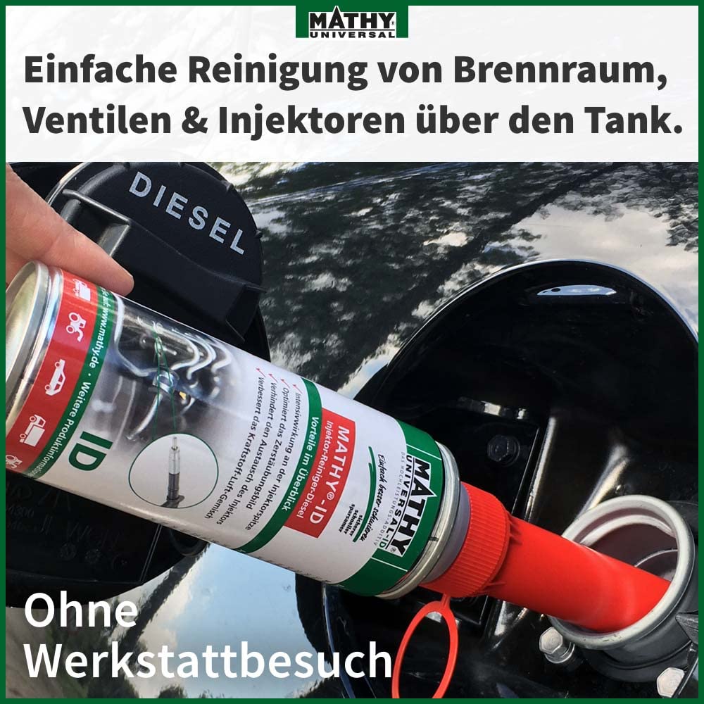 MATHY Diesel-Brennraum-Kur - Diesel Systemreiniger + Injektoren Reiniger Diesel - Bundle zur Reinigung von Einspritzdüsen & Brennraum - Diesel Additiv
