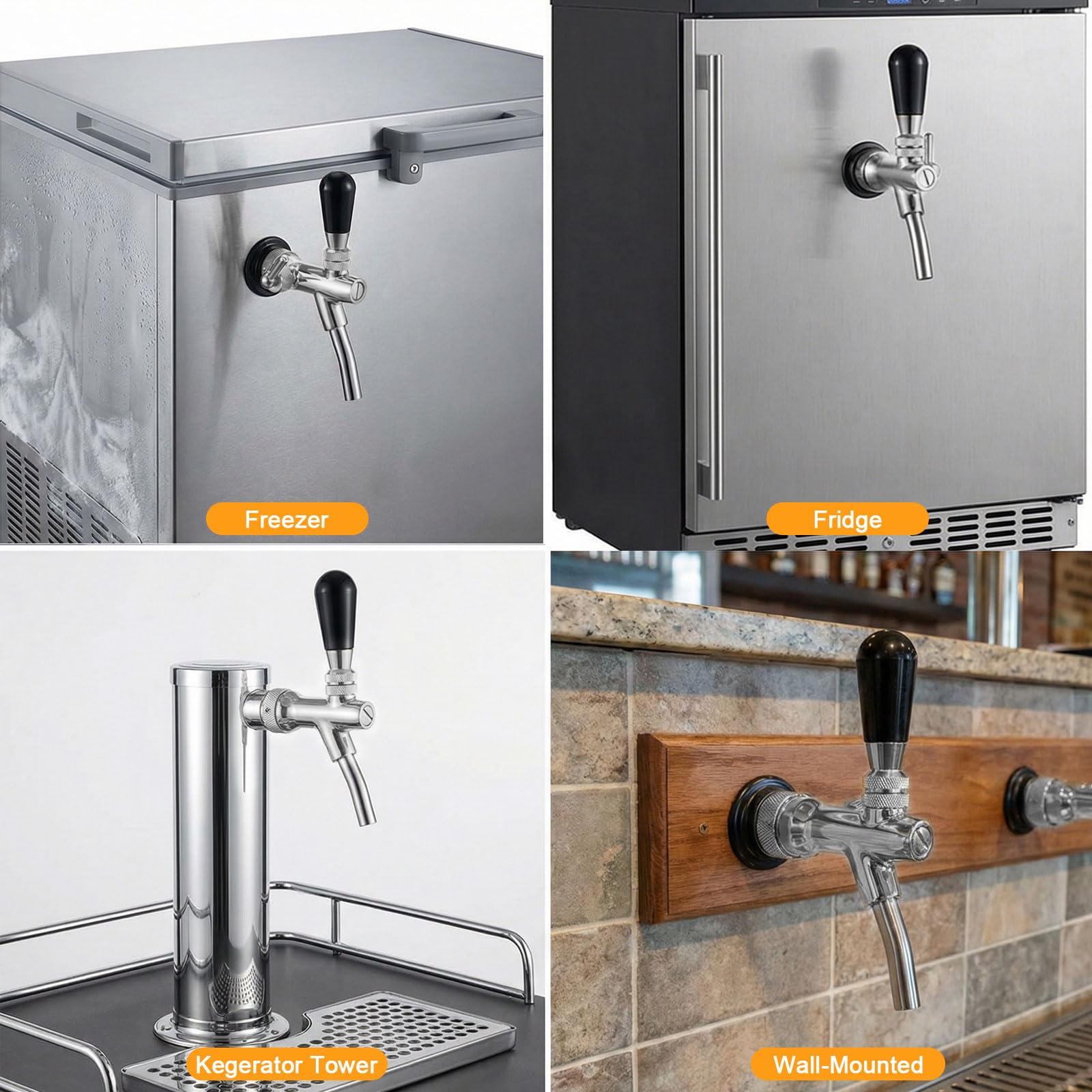 Grifo de cerveza de control de flujo de vástago largo, grifo de cerveza ajustable mejorado con núcleo de acero inoxidable y cuerpo de latón, vástago de cerveza de barril de 4 pulgadas con 5