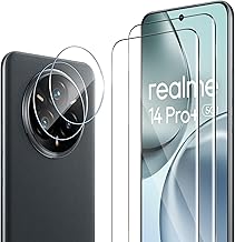 Screen Protector Compatible with Realme 14 Pro Plus/14 Pro+ 5G, 2 Pieces Tempered Glass + 2 Pieces Camera Film, 9H Hardness Anti-Scratch/Anti-Oil No Bubbles Film