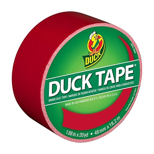 Duck Brand 1265014 cinta adhesiva de color, rojo, 4.77 cm  1.88 pulgadas x 18.28 metros  20 yardas, rollo individual