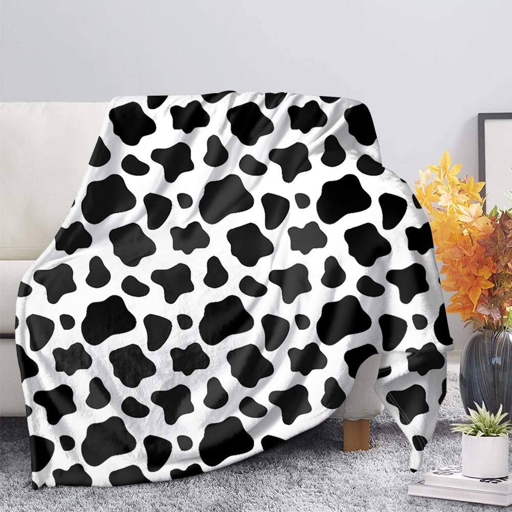 Binienty Black and White Cute Cow Animal Pattern Flannel Fleece Throw Blankets for Bed Sofa Couch, Plush Throw Blanket — image 1