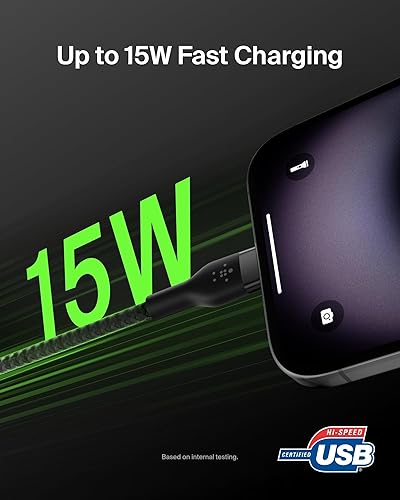 Miniatura 2 de Belkin BoostCharge Pro Flex Trenzado USB-C a USB-A (2M/6.6 pies) Cable de Carga Rápida Certificado USB-IF para iPhone 17, iPhone 17 Pro, iPad Pro,