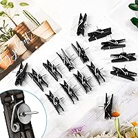 Vista 3 de 32 clips reutilizables para fotos, mini tachuelas de plástico negro, pinzas para la ropa, clips de papel decorativos para tableros de corcho, obras