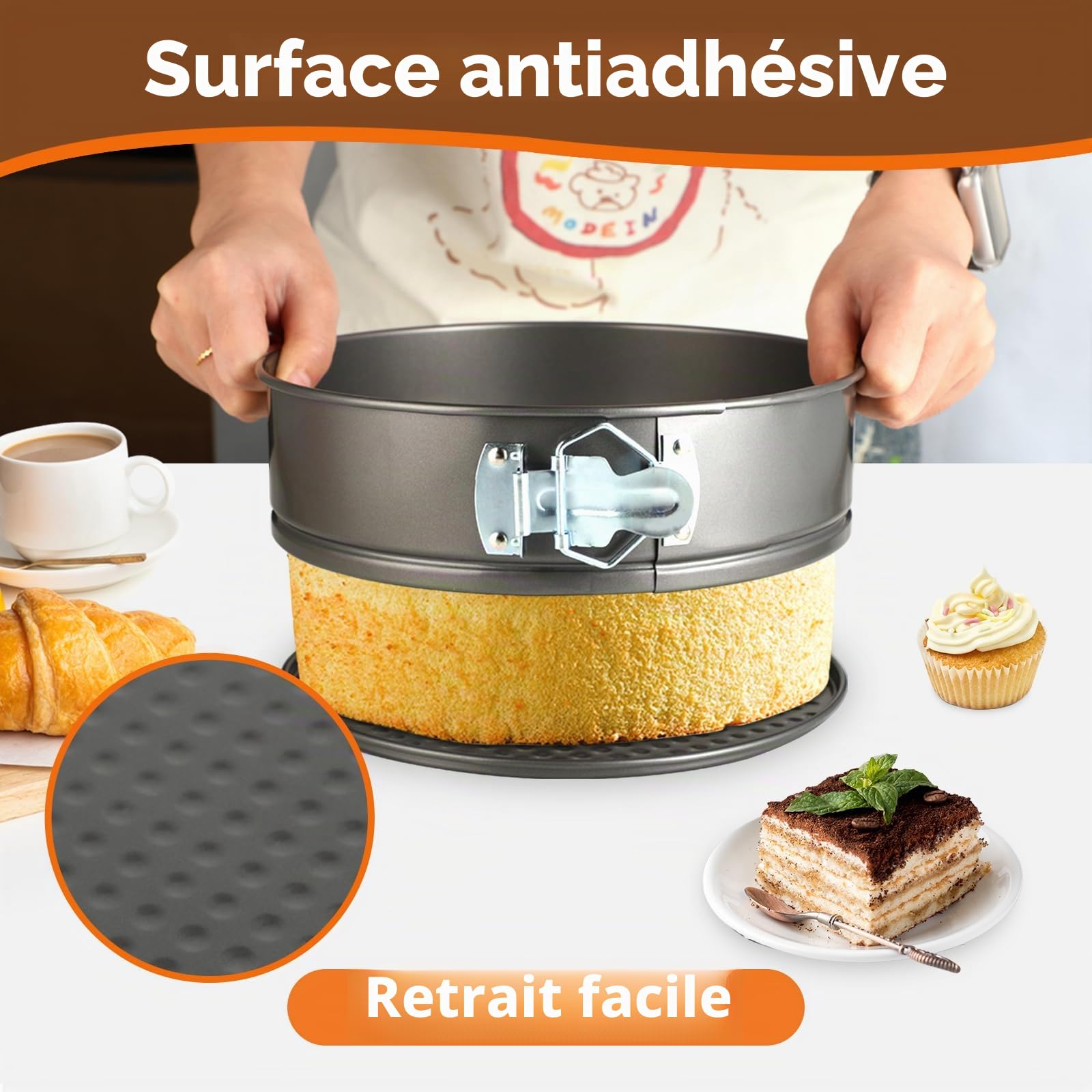Moule À Charnière - Moule Gâteau Acier - moule À Manqué - moule Tarte Antiadhésif 20/22/24/26/28 Cm, Moule Layer Cake - Moule Cheesecake, Fond Amovible Étanche, Pour Gâteaux, Tartes, Pizzas (Noir)