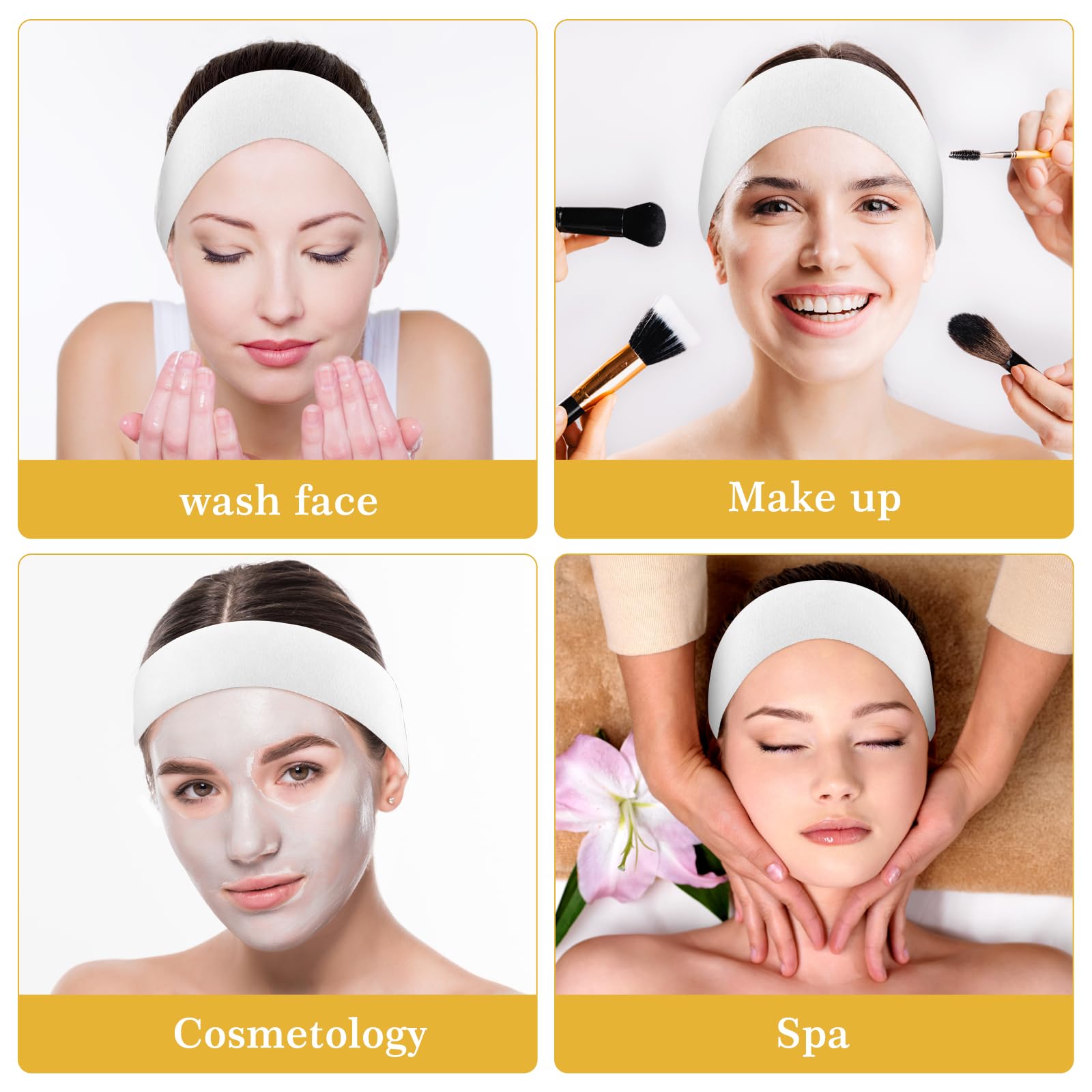 Qianyu Paquete de 40 diademas faciales desechables para spa, elásticas, suministros de esteticista, color suave, no tejido, envolventes, para maquillaje para mujeres y niñas, cuidado de la