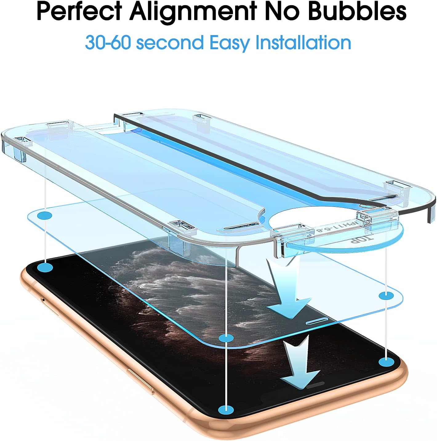 amFilm OneTouch Glass Screen Protector for iPhone 11 Pro (5.8") with Easy Installation Kit, Tempered Glass, 2 Pack