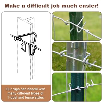 T-Post Clips (100pcs) Fence Wire Clips, Galvanized Steel Fence Clips