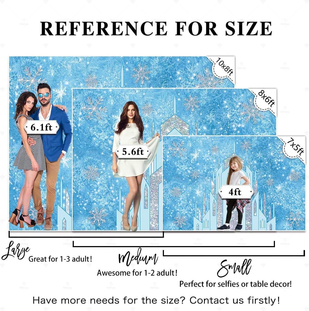 Super Big Clearance! Allenjoy 8x8ft Ice Castle Backdrop Blue Winter Wonderland for Photography Newborn Baby Shower Girls Princess 1st Birthday Party Supplies Decorations Snowflakes Background Photoshoot Banners Favors
