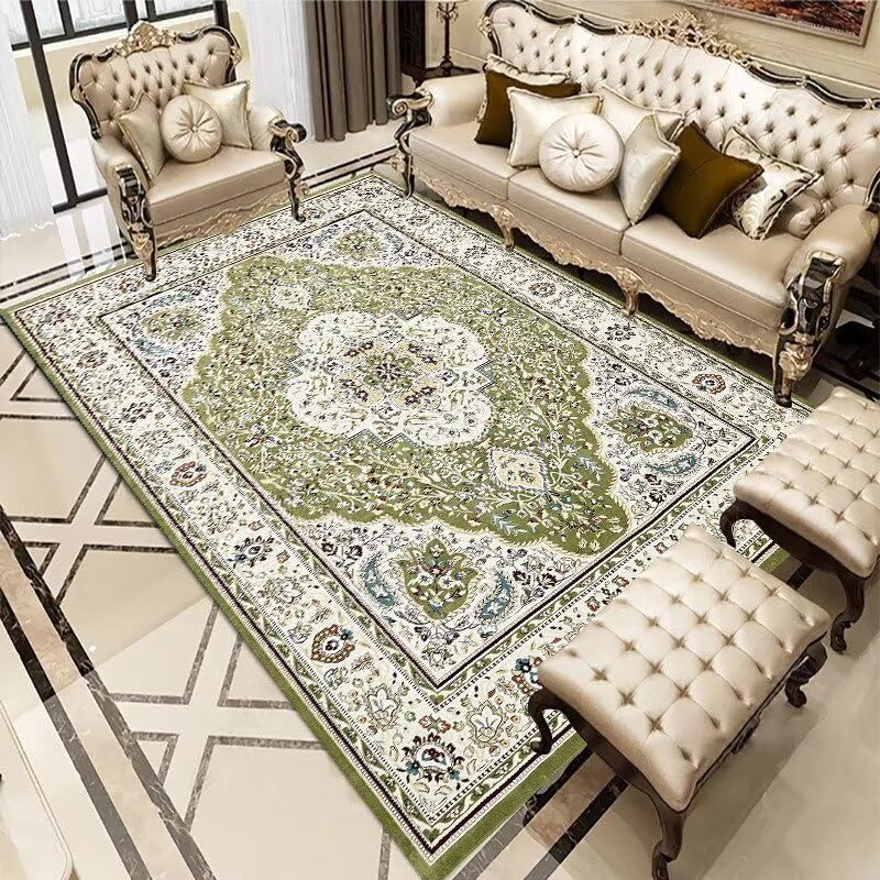 Tapis de chambre garçon 200x280cm fin et anti-poussière au motif rétro floral géométrique