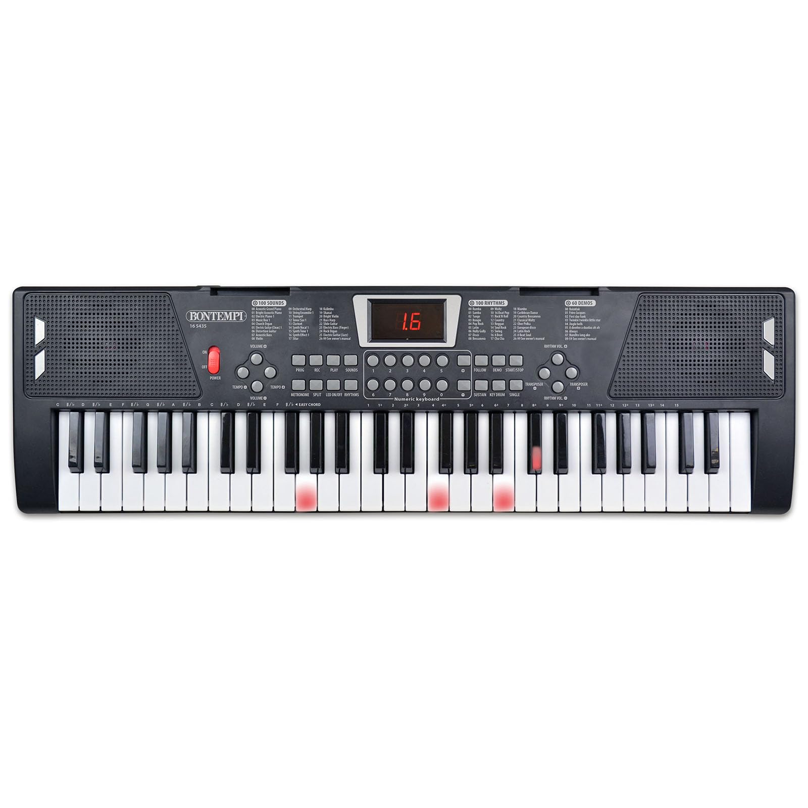 BONTEMPI - HarmonyLegs Digitales Keyboard mit 54 Tasten, mit Tastaturständerbeinen und Leuchttasten, Intuitives Design und Überlegener Klang für Spaß und Lernen