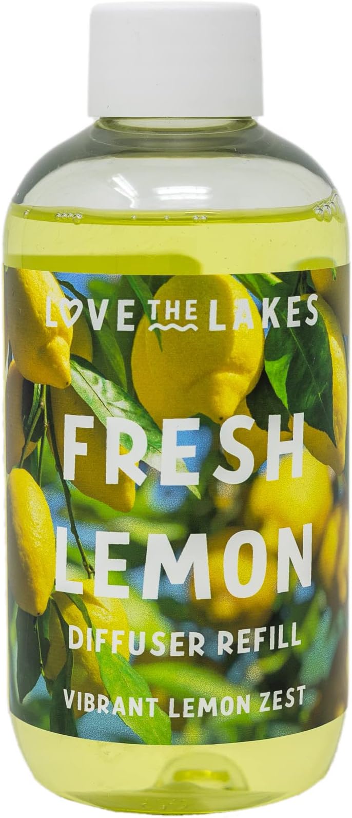Love the Lakes Fresh Lemon Reed Diffuser Refill - 200ml | Vibrant Lemon Zest Fragrance | Made in England