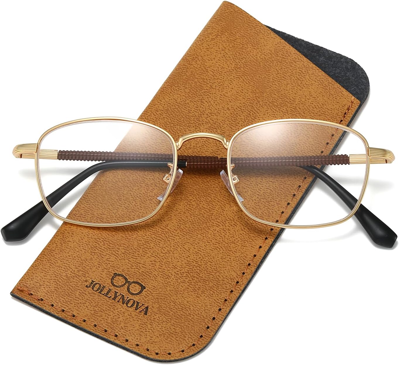 JOLLYNOVA HD7 Reading Glasses Blue Light Filtering Readers for Men Women Metal Frame Computer Readers