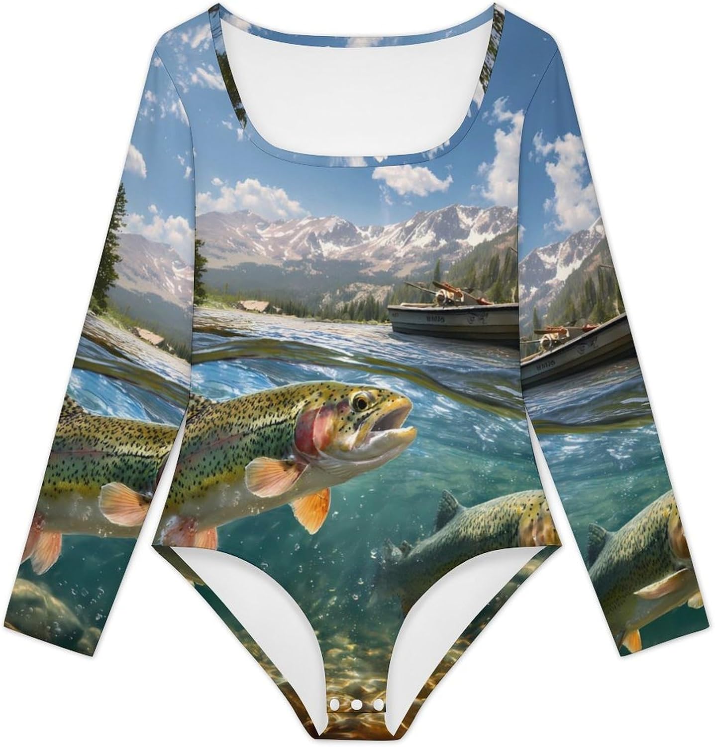 Trout Fish Women's Bodysuits Long Sleeve Top 5XL
