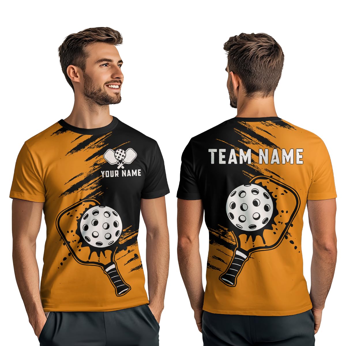 PIONAMZIOZ Personalized 3D Pickleball Shirts Pickleball Jersey Funny Pickle Ball Shirt Pickleball Team Short Sleeves Shirt (US, Alpha, Small, 5X-Large, Regular, Regular, Orange)