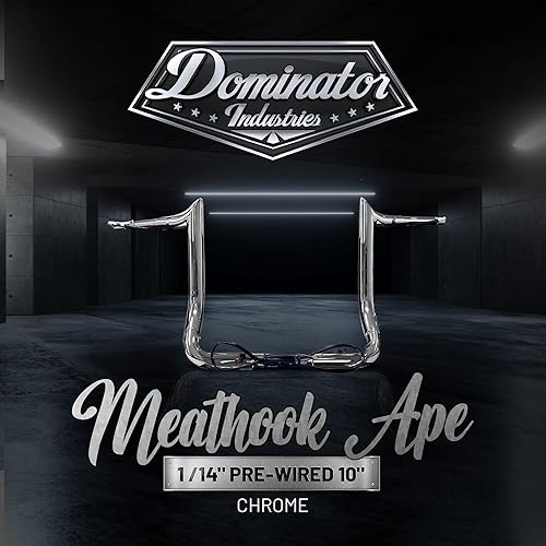Miniatura 2 de Dominator Industries Manillar de barra de mono con gancho de carne de 1 14 pulgadas con precableado de 10 pulgadas compatible con Harley-Davidson