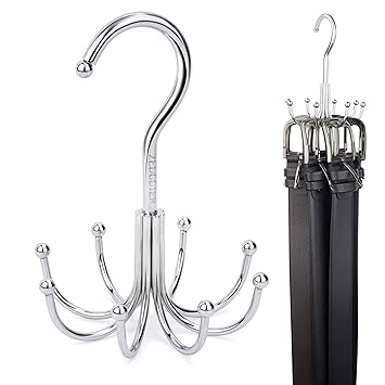 ZEDODIER Belt Hanger, 4 Pack Belt Rack Closet Accessories Organizer, Maximum 24 Storage Capacity, Hanging Holder Storage Hook for Belt, Bra, Tank Top, Tie, Scarf, Purse