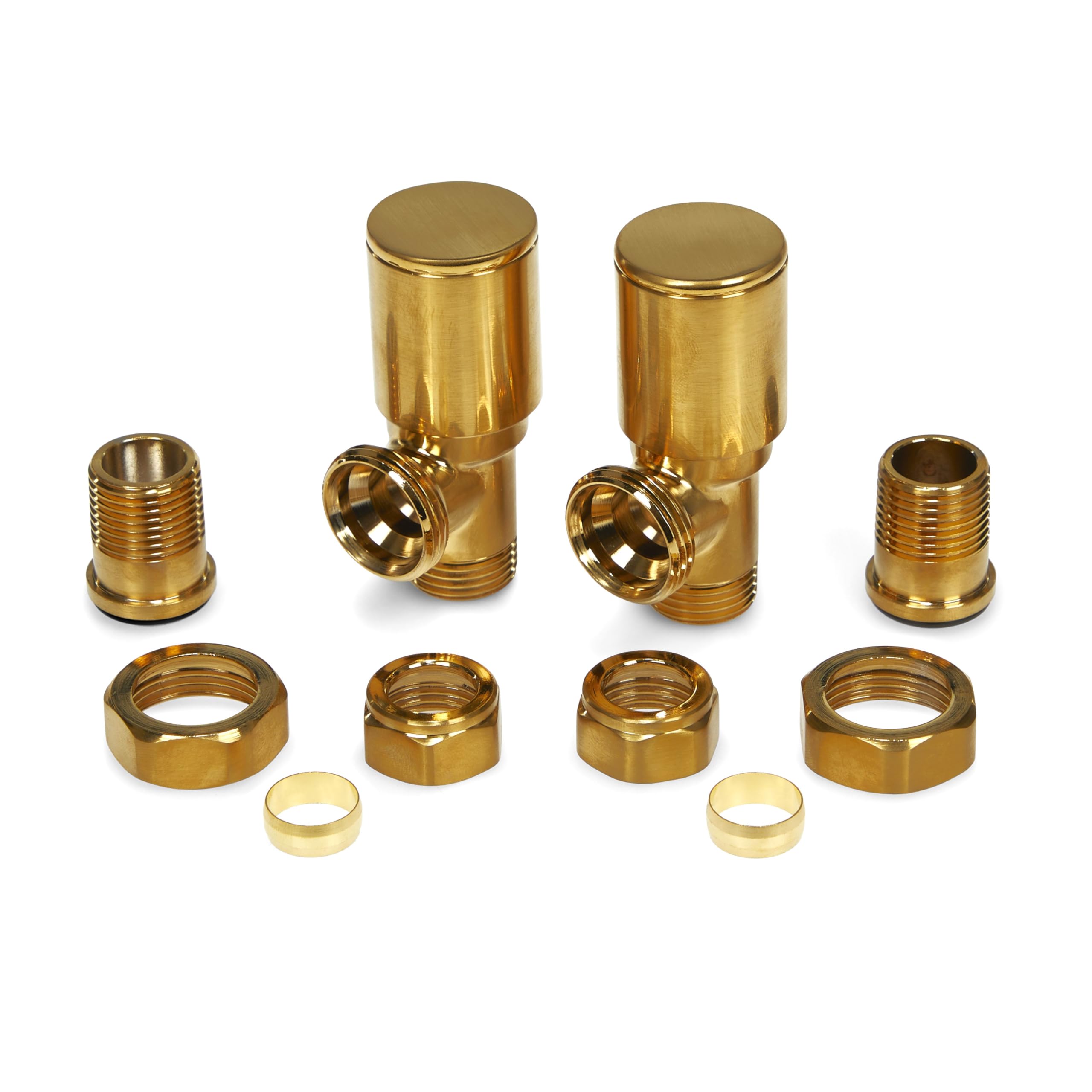 Válvulas de radiador de latón cepillado en ángulo recto de 15 mm tradicionales para toallero (angular)