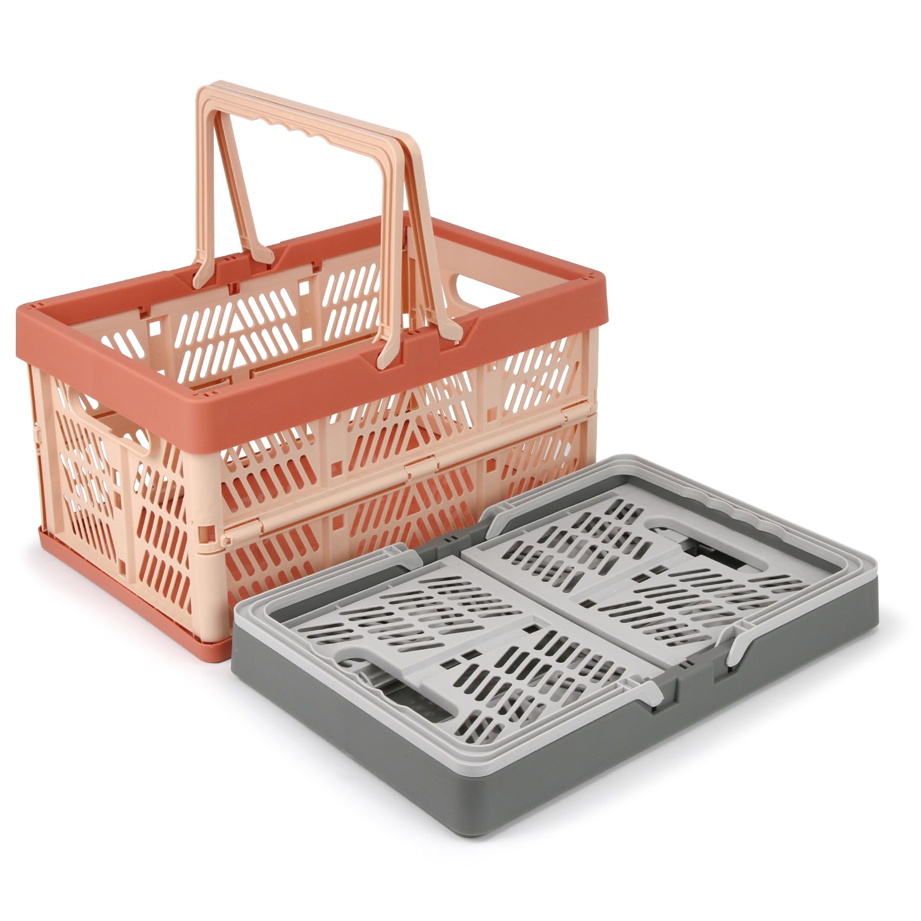 Domiella 2-Pack Foldable Storage Baskets, Collapsible PP Crates with Handles - 20L Capacity, Strong and Portable for Home Organization, Picnic and