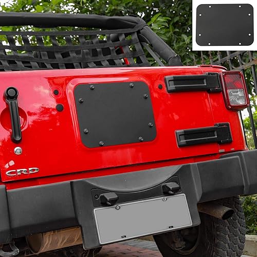 Miniatura 6 de JeCar Cubierta de placa de ventilación para puerta trasera con aluminio para Jeep JK Wrangler y Unlimited 2007-2018 (sin logotipo)