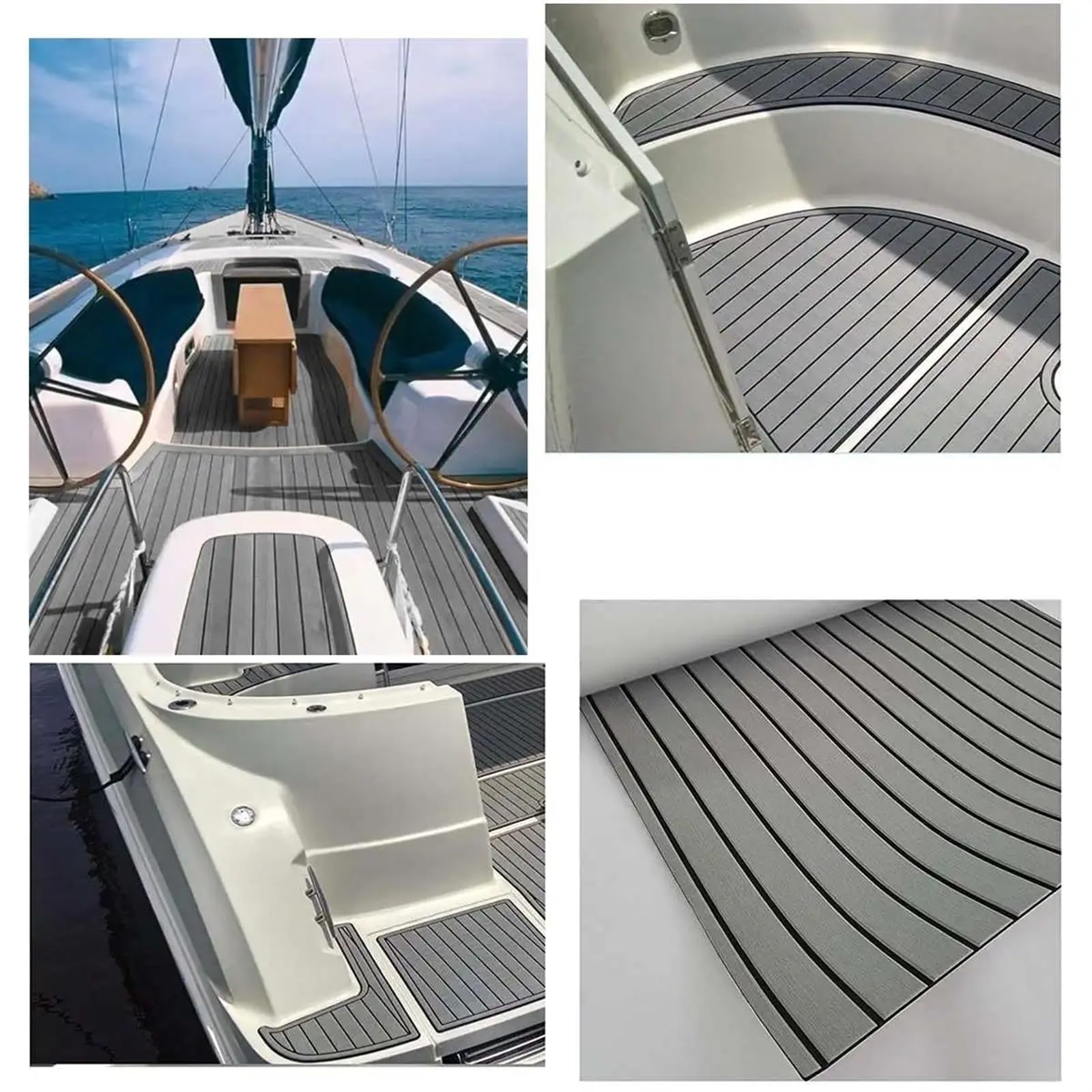 QAUUCP Revêtement de Sol pour Bateau Feuille de Pont en Mousse EVA Auto- adhésive en Teck, revêtement de Sol Marin for Bateau, Tapis à Rayures Grises et Noires, 2400x900x5mm pour Bateaux, Yachts(Gray QAUUCP Revêtement de Sol pour Bateau Feuille de Pont en Mousse EVA Auto- adhésive en Teck, revêtement de Sol Marin for Bateau, Tapis à Rayures Grises et Noires, 2400x900x5mm pour Bateaux, Yachts(Gray