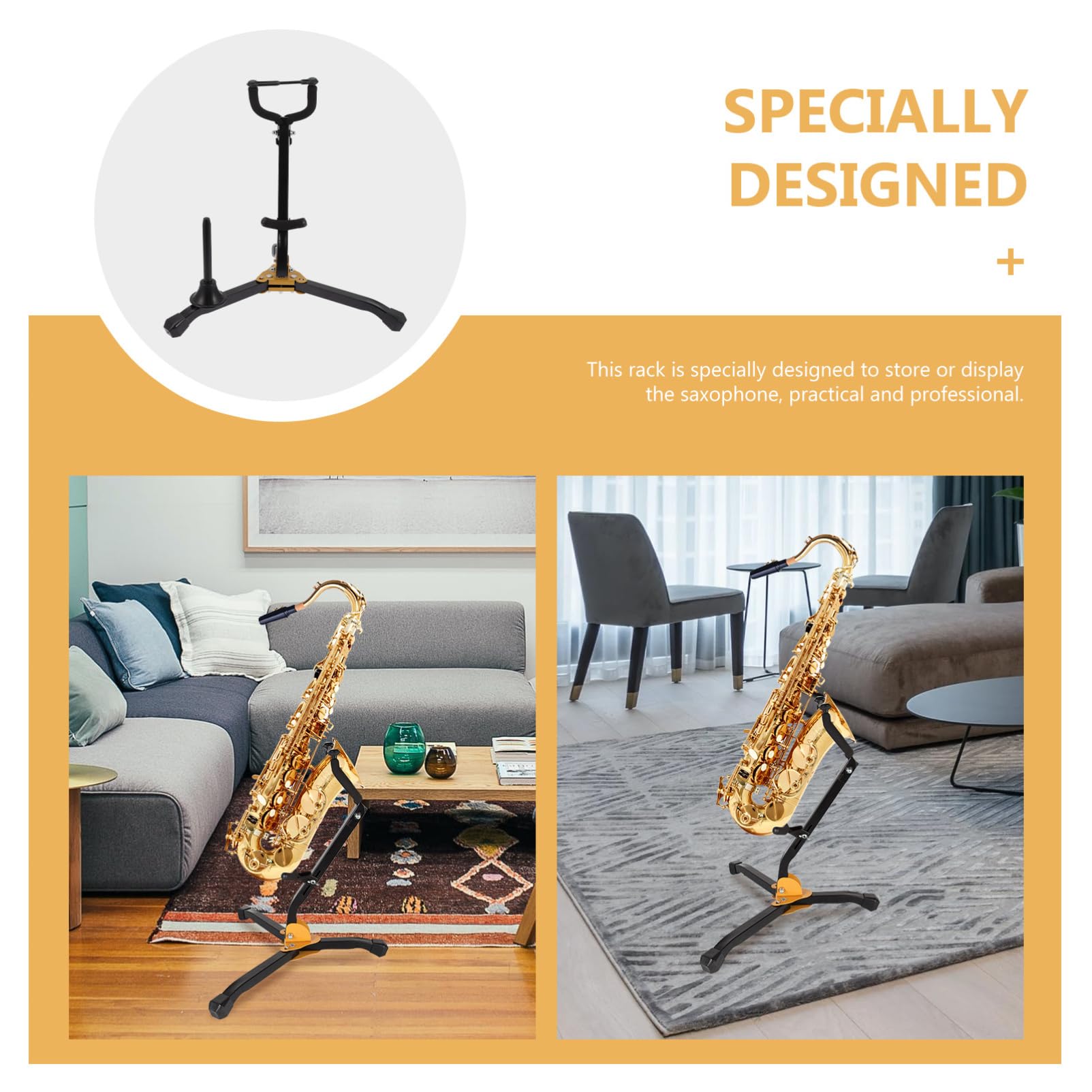 FRCOLOR Robuster Saxophonständer für Altsaxophon und Tenorsaxophon Faltbar und Tragbar mit Rutschfestem Eisen und Abs Material für Musikunterricht und Zuhause