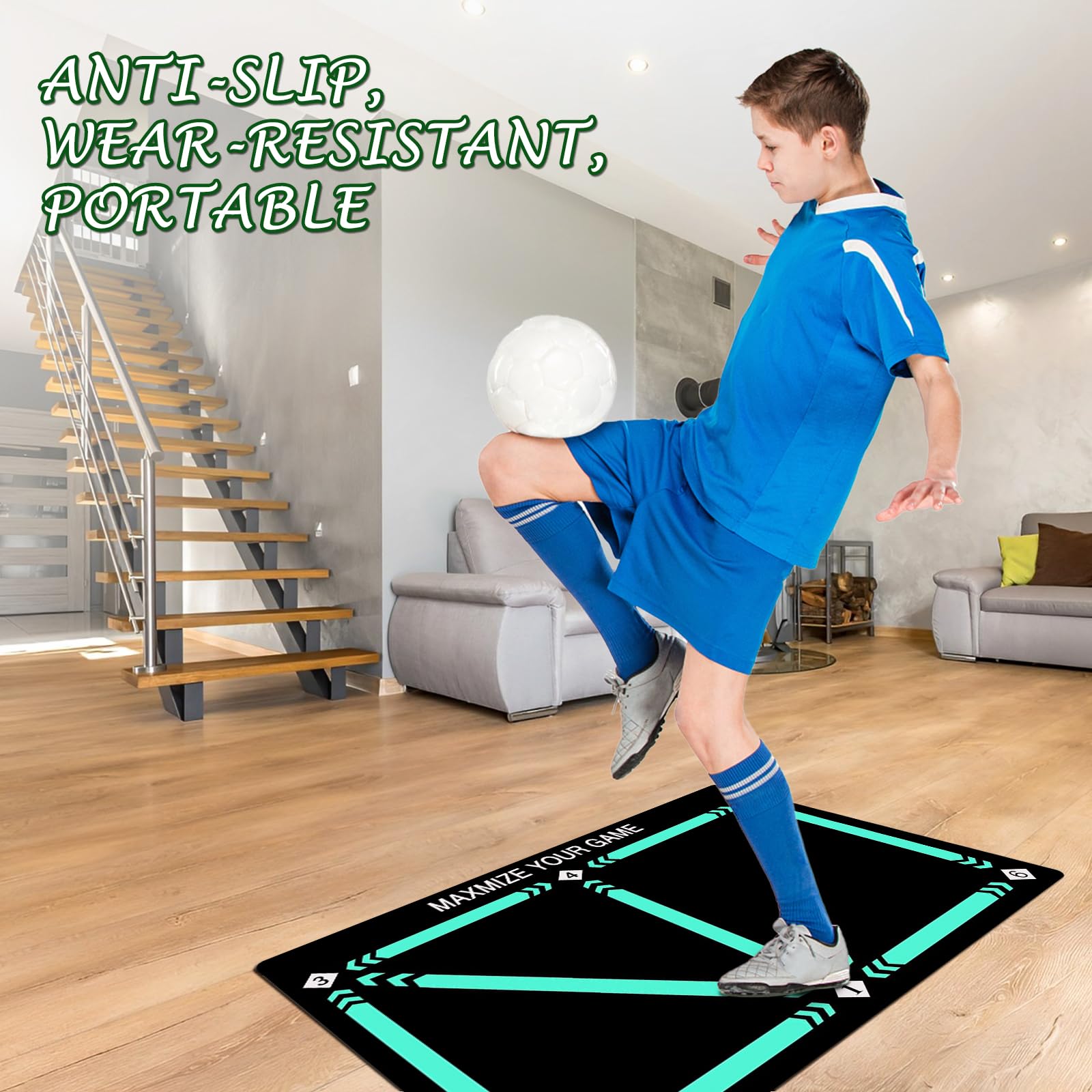 Mailfull Fußball-Trainingsmatte, 60x90 Cm, Rutschfest & Leise – Für Kinder & Training