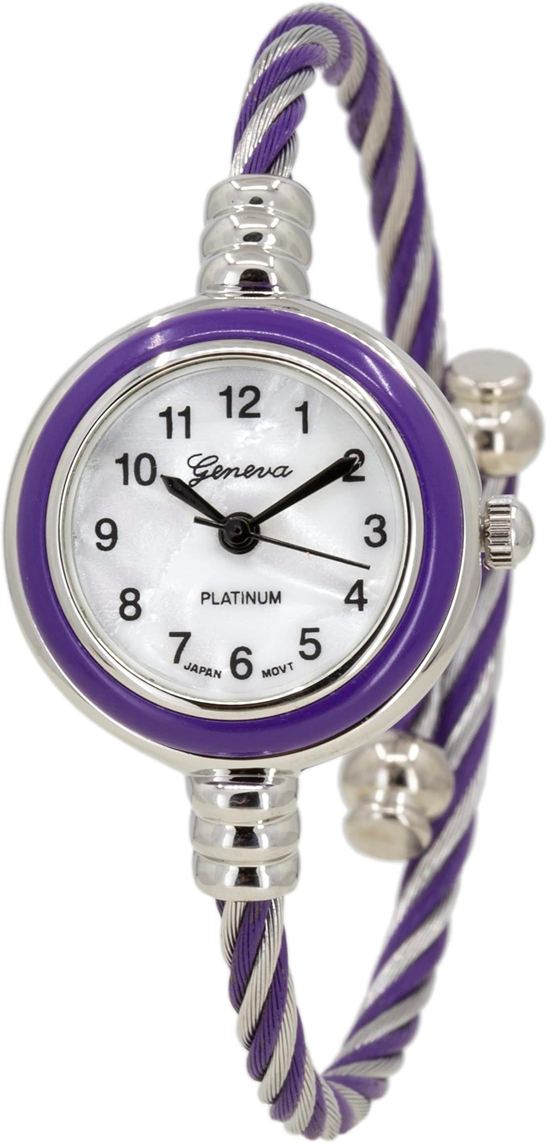 Blekon Collections Women's Cuff Watch - Round Analog Display Arabic Numbers 23mm Case Wire Bracelet Watch for Women Elegant Cable Cuff Bangle Wrist Watch