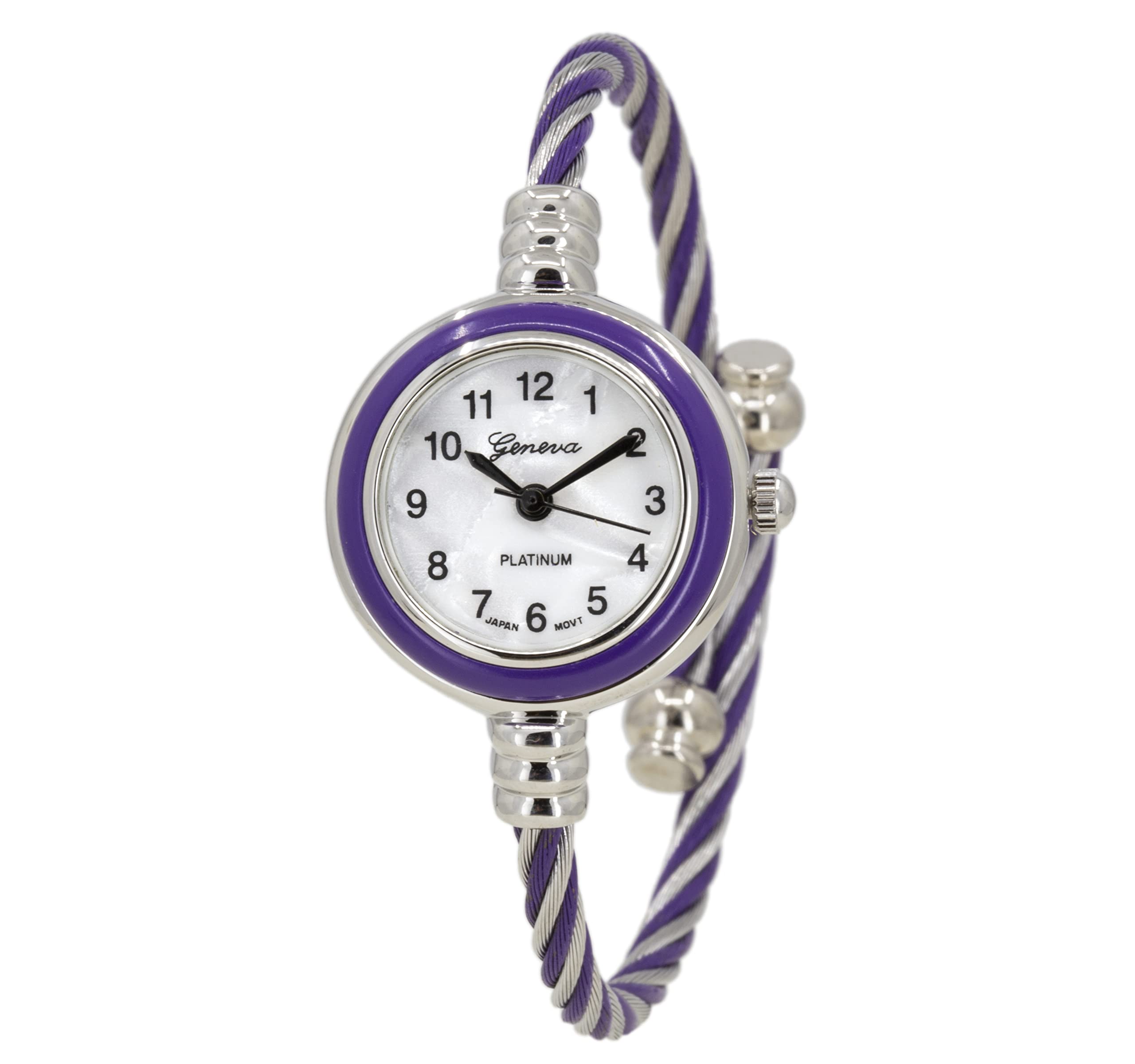 BlekonCollections Women's Cuff Watch - Round Analog Display Arabic Numbers 23mm Case Wire Bracelet Watch for Women Elegant Cable Cuff Bangle Wrist Watch