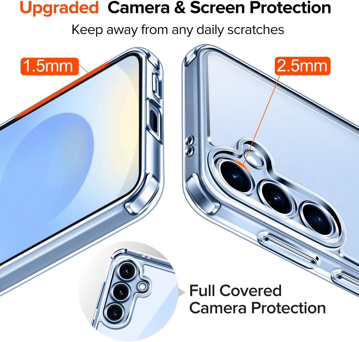 ivoler 3-in-1 Case for Samsung Galaxy S25 5G 6.2" (Not for S25 Plus 6.7") with 2 Pack Tempered Glass Screen Protector[Full Coverage], Protective Slim Phone Bumper Cover Clear [Non-Yellowing] Samsung Galaxy S25 6.2" image 5 of 9 B0DNJQS5ZN