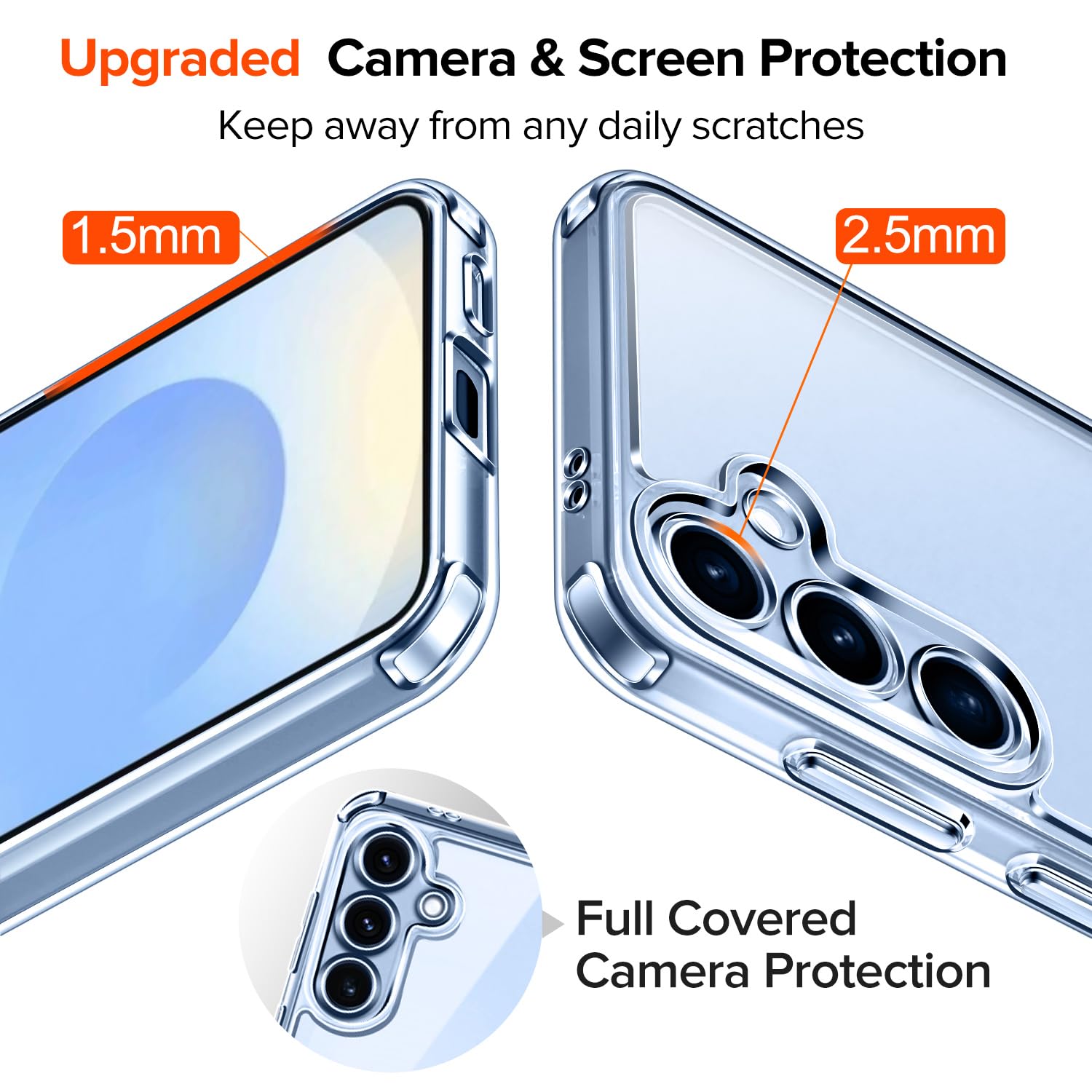 iVoler Anti Ingiallimento Chiaro Cover per Samsung Galaxy S25 5G con 2 Pezzi Pellicola Vetro Temperato, [Antiurto di Grado Militare] Custodia Trasparente Sottile Case