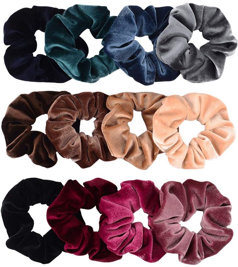 Lovef 7PCS Soft Elegant Velvet Hair Scrunchies Elastic Hair Bands Ties Donut Hair Ponytail Holder Hair Accessories