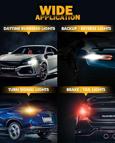 Miniatura 8 de Auxbeam 7443 Bombillas LED rojas 2023 Serie B1 luces traseras 400% más brillantes con proyectores dobles 7440 7441 7444 7444NA T20 Bombillas LED de