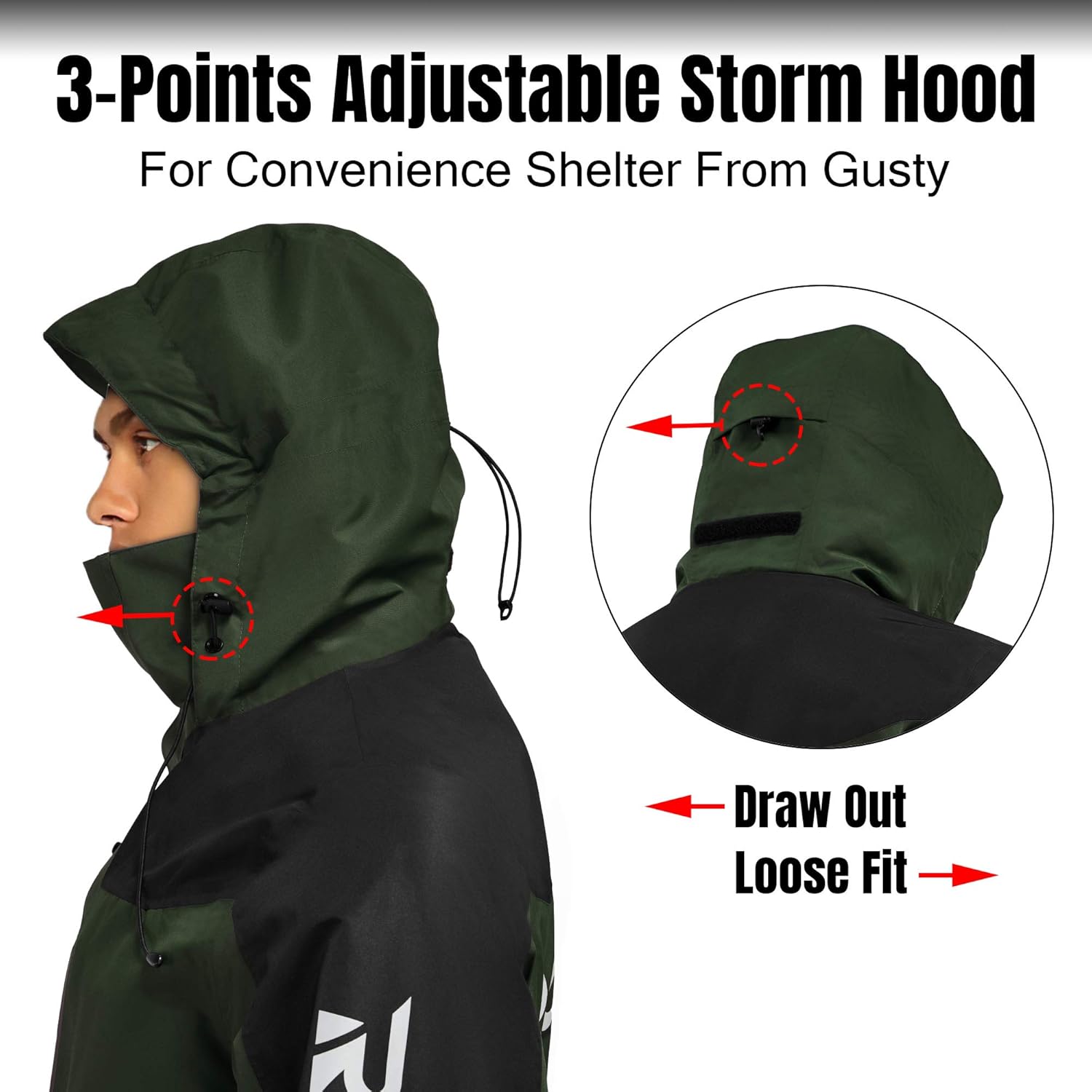 Rodeel Mens Lightweight Windbreaker Fishing Jacket Water Resistant Raincoat with Hood for Outdoor - Image 4