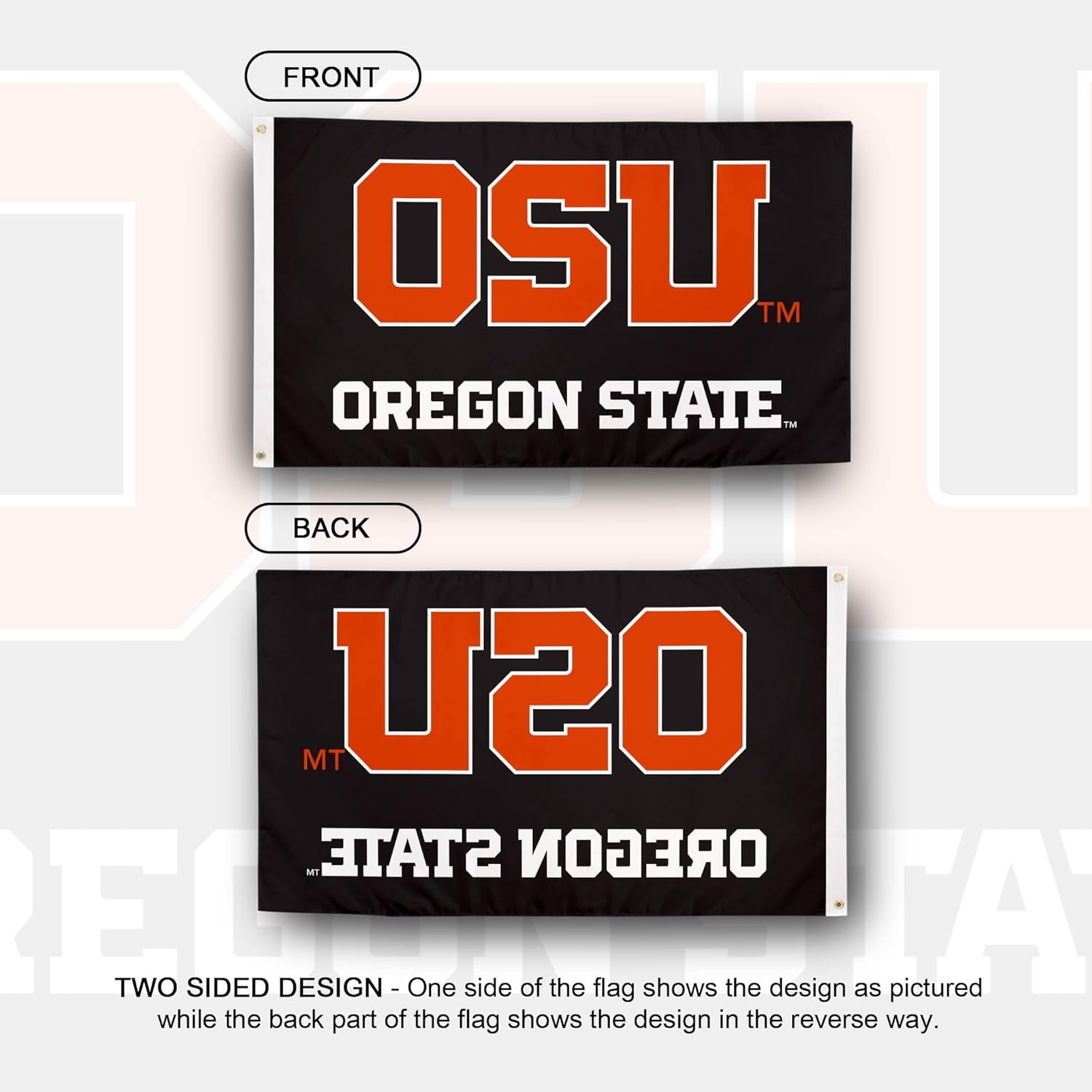 Desert Cactus Oregon State University OSU Flag - 3 x 5 Feet Beavers Banner, Indoor/Outdoor Durable Fabric, 100% Polyester Design (Style 1a) - Image 2