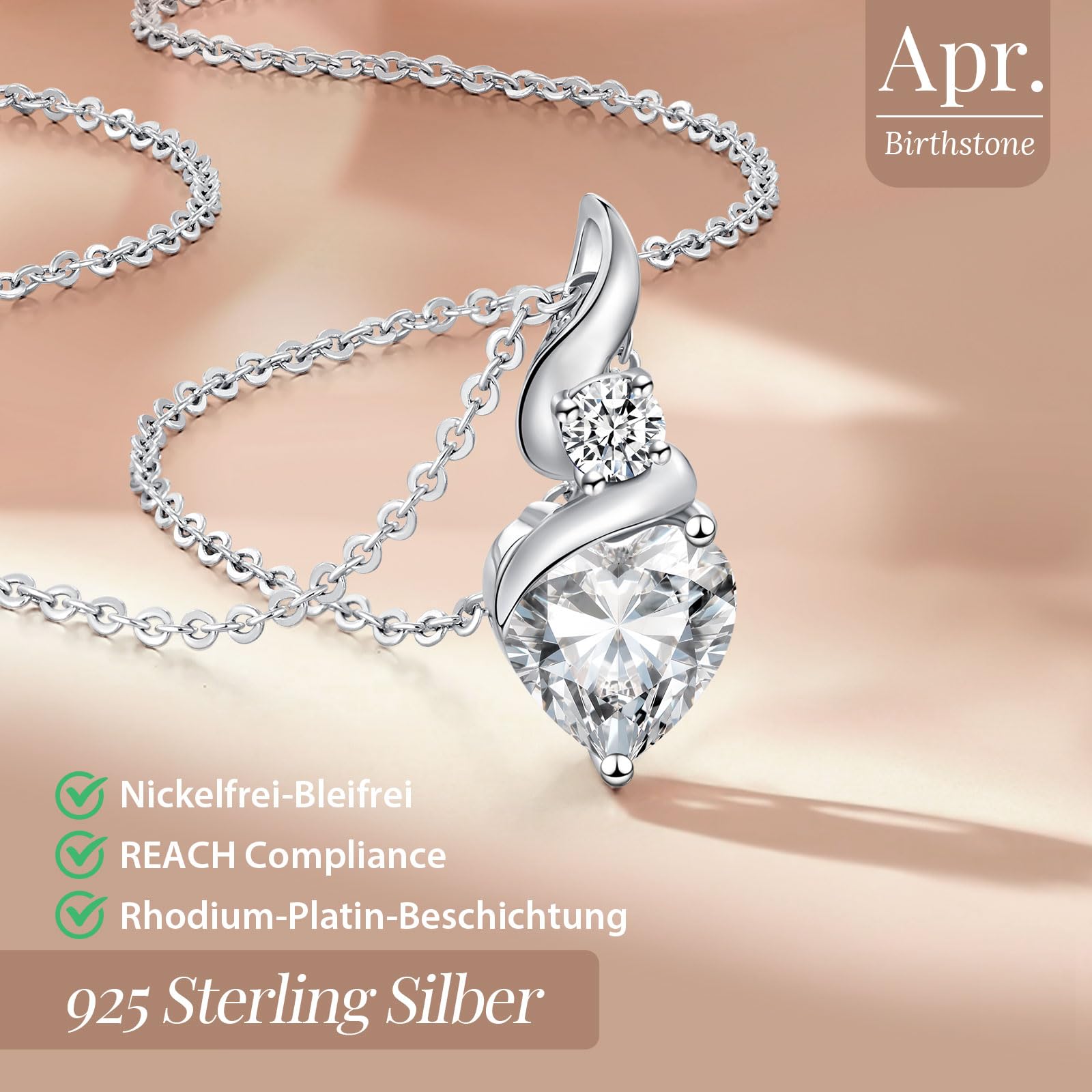 LOUISA SECRET Regalo di San Valentino per lei Pendente Infinity Heart da donna in argento sterling 925 con pietra portafortuna Collana Flame of the Heart da donna, Natale o compleanno per donne