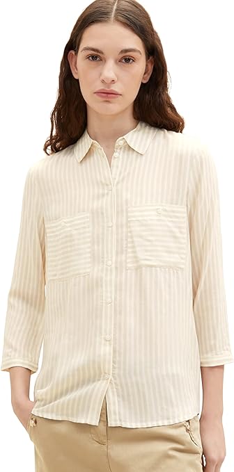TOM TAILOR Damski Bluzka 1035257, 31202 - Green White Stripe