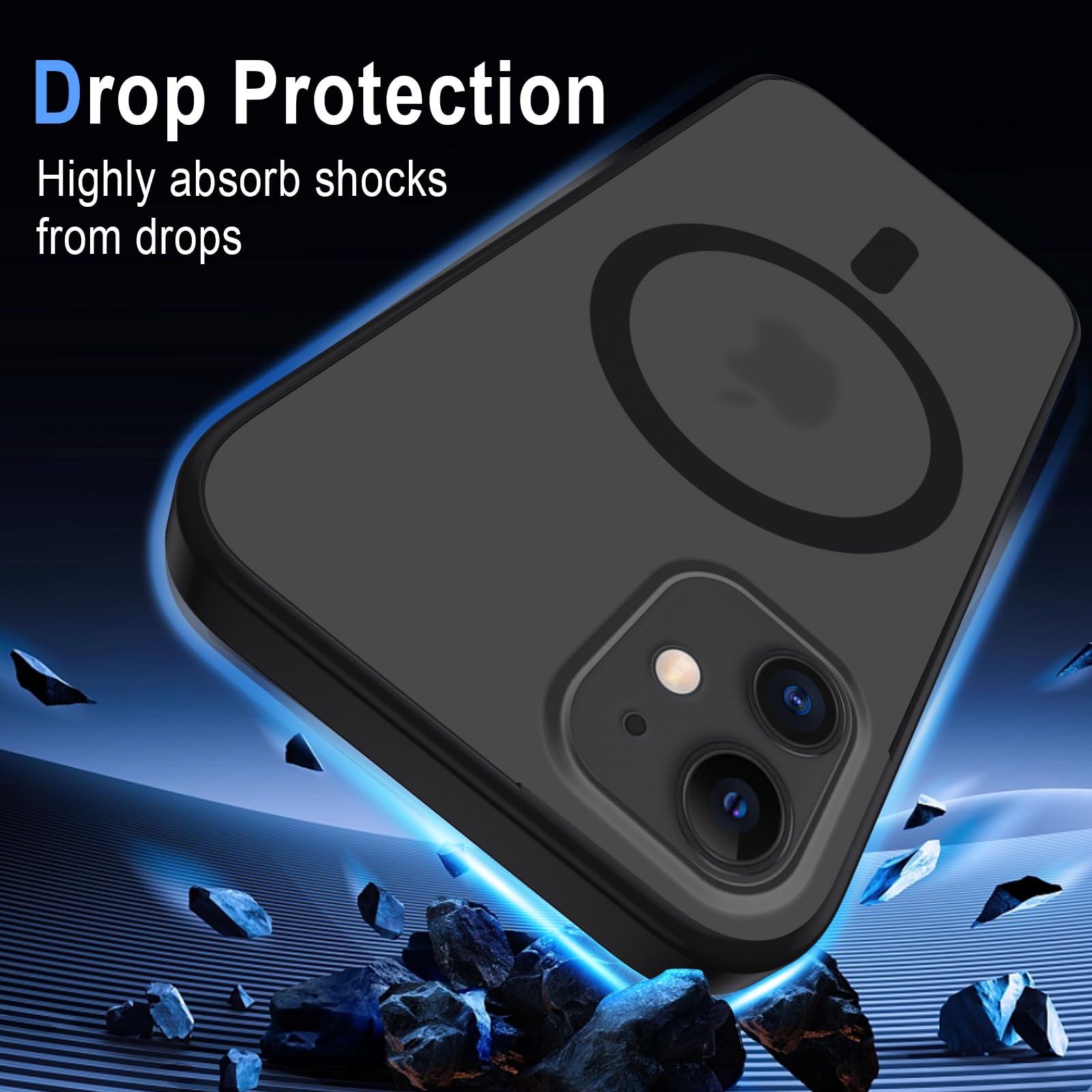 XTCASE Cover Magnetica per iPhone 12 Mini [Compatibile con MagSafe], Custodia Traslucida Opaca Posteriore Resistente ai Graffi TPU Bumper Antiurto Sottile Protettiva Case, Nero