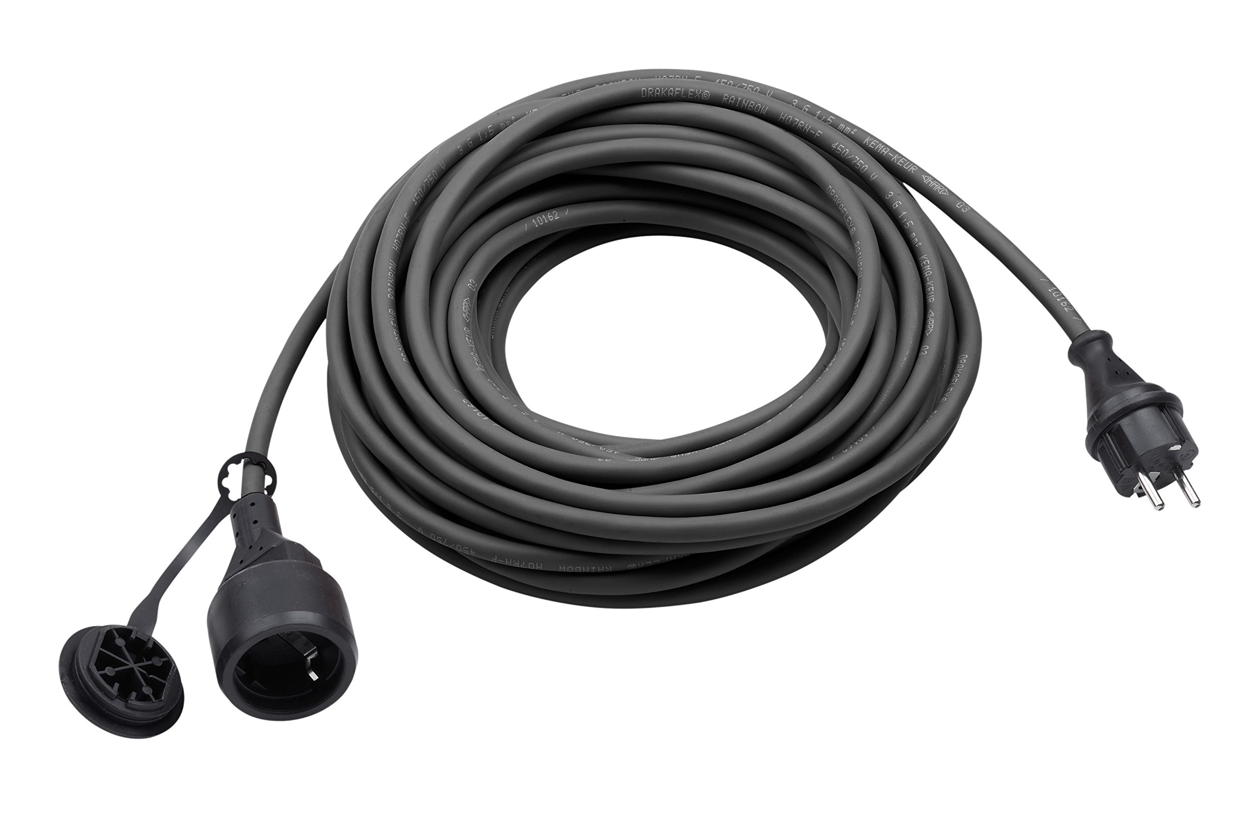 Meister 7435070 IP44 Rallonge en caoutchouc avec prise de terre pour extérieur 25 m 1 m 18 m noir